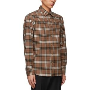 Burberry Cotton Poplin Shirt in Birch Brown Check